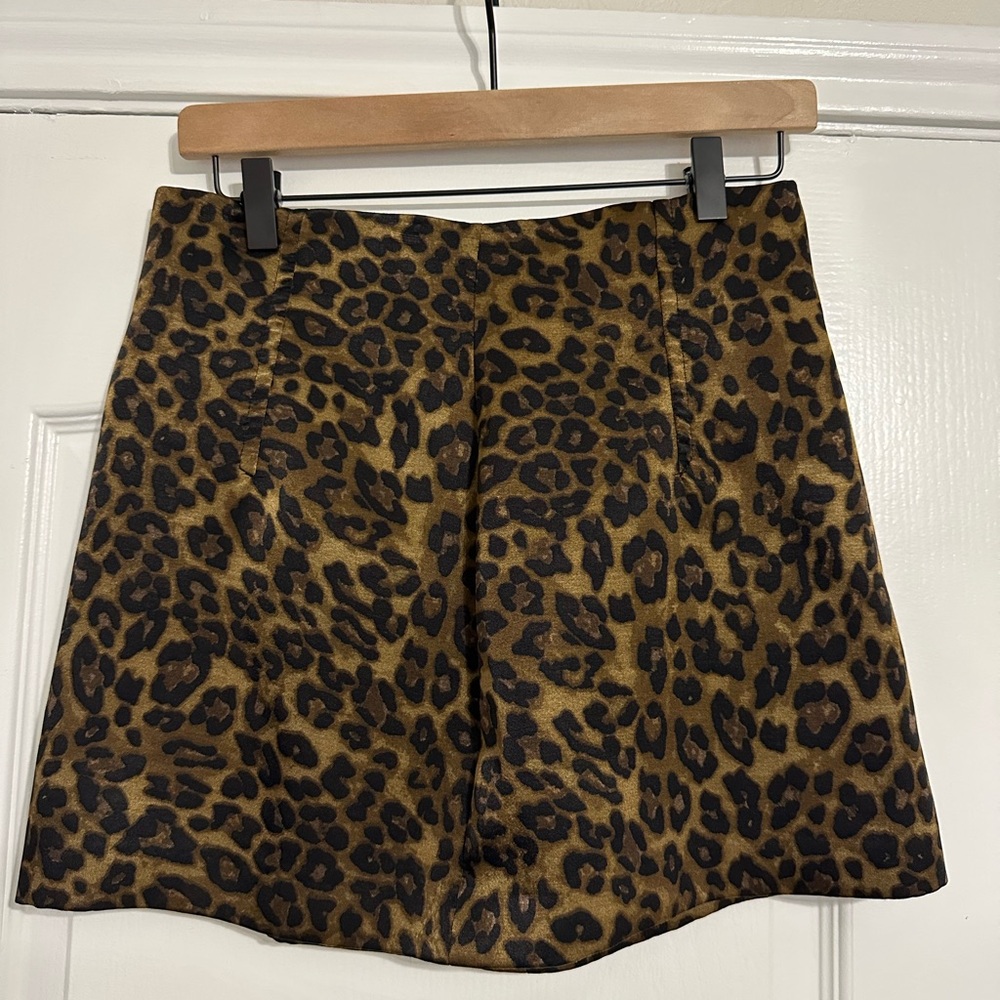 Zara Brown Leopard Print Mini Skirt
